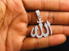 10K White Gold Finish Allah Arabic Islamic Diamond Charm Pendant 3.00 CT.