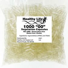 1000 EMPTY VEGETARIAN CAPSULES SIZE 00 Kosher and Halal Vegan Caps #00Veg