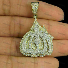 Men's 14k Yellow Gold Finish 2.00 CT Diamond Islamic Prophet Allah Charm Pendant