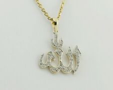 14K Yellow Gold Allah Islamic Symbol Pendant with Diamonds