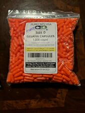 1000 EMPTY GELATIN CAPSULES gel SIZE 0 Colored Orange Kosher Halal