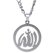 Silver Stainless Steel Round Allah Necklace Chain Muslim Islam Allah Gift