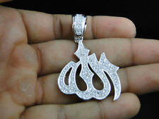 Custom Diamond Allah Arabic Islamic Pendant 14K White Gold Over Charm 2.00 Ct.