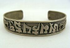 Middle eastern Style Silver Tone Cuff Bracelet With Islamic Text
