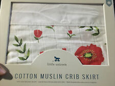 Little Unicorn Cotton Muslim Crib Skirt – 52” x 28” x 12” Machine Washable