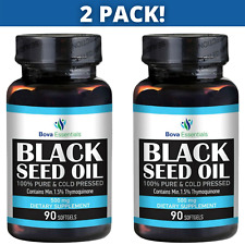 2 PACK - Black Seed Oil Capsules 500mg Nigella Sativa Cumin Seed Oil 90 Count