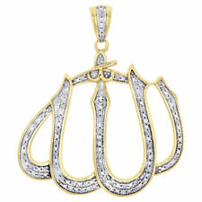 Ice 1/4 CT Diamond Out Allah Arabic Islamic Pendant Sterling Silver Dome Pendant