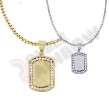 Muslim Allah Islam CZ Stainless Steel Tag Pendant Necklace 3mm Box Chain*P126