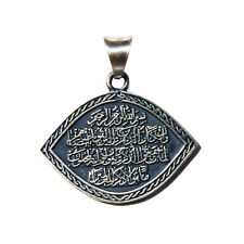 St. Silver Eye-Shaped Oxidized Nazar Wa in yakadu Pendant Quranic Muslim Jewelry