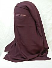 Egyptian 3 Layer Niqab Long GRAPE PURPLE  Veil Muslim Korean Chiffon Burqa Hijab
