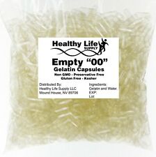 Empty Gelatin Capsules - Sizes 000 00 0 1 2 3 4 - USA Kosher // Halal Gel Caps