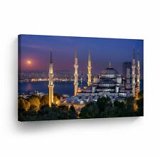 Islamic Wall Art Blue Mosque and The Sea at Istanbul Canvas Print Home Decor