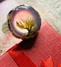 Antique Yemeni Agate Authentic Spring Rose Aqeeq Sterling Silver Ring 11 US