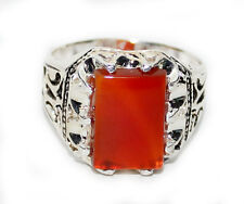 Islamic China Red Agate Men Ring - Silver Plated - Handmade - size 10.5