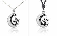 Crescent Star Moon Islam Muslim Silver Pewter Charm Necklace Pendant Jewelry