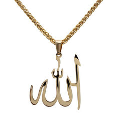 Large Gold Pt Allah Necklace Chain Islamic Arabic Muslim God Islam Gift Art
