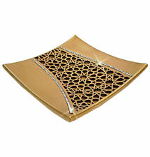 Modefa Turkish Islamic Home Table Decor Selcuk Geometric Square Plate - Gold