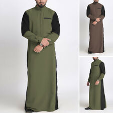 Men's Muslim Clothing Long Sleeve Saudi Islamic Arab Kaftan Thobe Maxi Dress Top