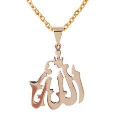 Large Gold Pt Allah Necklace Islamic Muslim Quran God Islam Gift Arabic Art