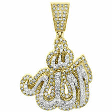 2.00 Ct Round Cut Diamond Allah Arabic Islamic Pendant 14k Yellow Gold Finish