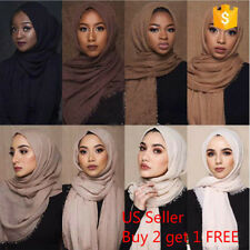 6x3 FT Cotton Women Viscose Maxi Crinkle Cloud Hijab Scarf Shawl Islam Muslim