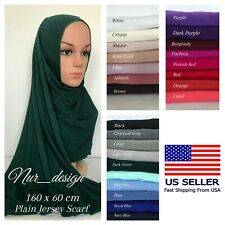Premium Cotton Jersey Plain Small 160-60cm Muslim Scarf 48 colors U.S. seller