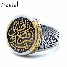 MENDEL Gold Mens Yemen Islamic Arab Arabic Ring Men Stainless Steel Size 8-15