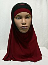 Hijab Burgundy/Black Womens Slip On Amira Islamic 2 pcHeadcover Abaya Underscarf