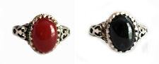 Islamic Men Ring Red, Black China Agate  With Silver Plated - FREE Shipping