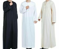 Men Abaya Robe Thoub Daffah Dishdasha Islamic Arab Kaftan Muslim Dress Omani
