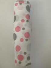 NWT ADEN + ANAIS 47" x 47" ONE PIECE COTTON MUSLIM CLASSIC SWADDLE DOTS PINK GRE