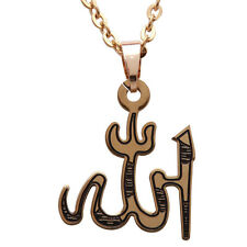 Allah Gold Pt Charm Islamic Art Quran God Necklace Muslim Chain Arabic Gift