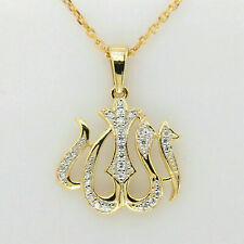 0.35 CT Islamic Allah Arabic Cluster Diamond Unisex Pendant 14k Yellow Gold Over