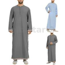 Men Long Sleeve Embrodery Floral Islamic Kaftan Dishdasha Jubba Saudi Thobe Robe