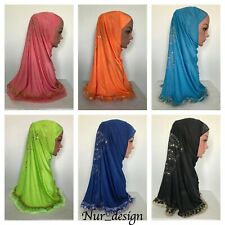  1 piece Al Amira Hijab Pearl Beading and Rhinestones Muslim Women Head cover
